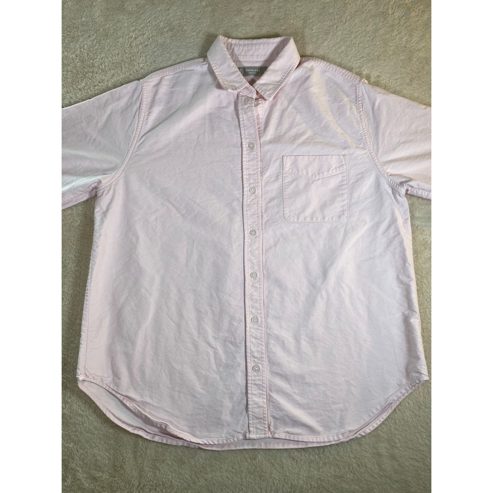 Everlane Boyfriend Organic Cotton Pink Button Down Shirt Top Size 12 Preppy